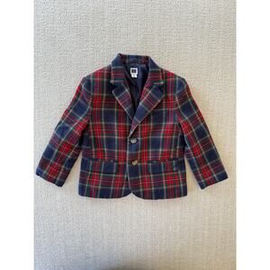 Janie and Jack Red and Blue Plaid Kids Blazer
